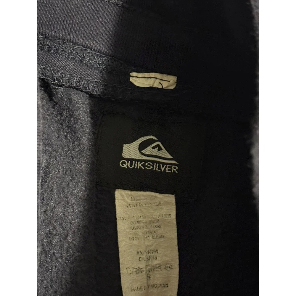 Quiksilver Mens Navy Blue Fleece Sweat Shorts Logo Patch Size Small